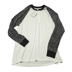 LuLaRoe Mark Henley Shirt Womens Large Gray Black Raglan Long Sleeve NWT